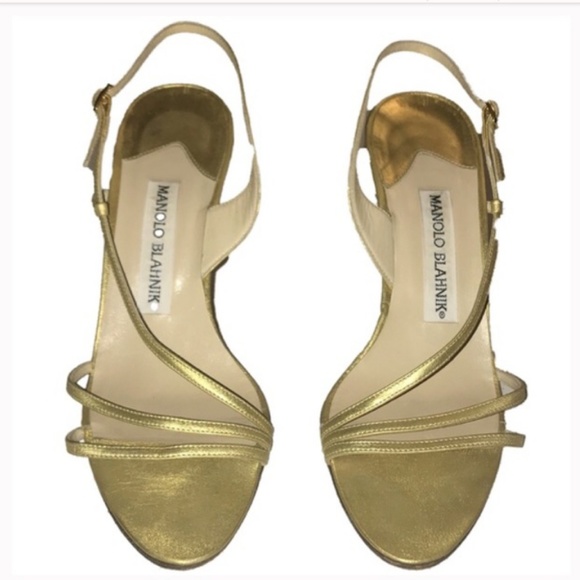 Manolo Blahnik Shoes - GOLD MANOLO BLAHNIK STRAPPY HEELS!